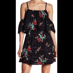 Romeo +Juliet Couture Embroidered Floral Cold/Off Shoulder Mini Dress